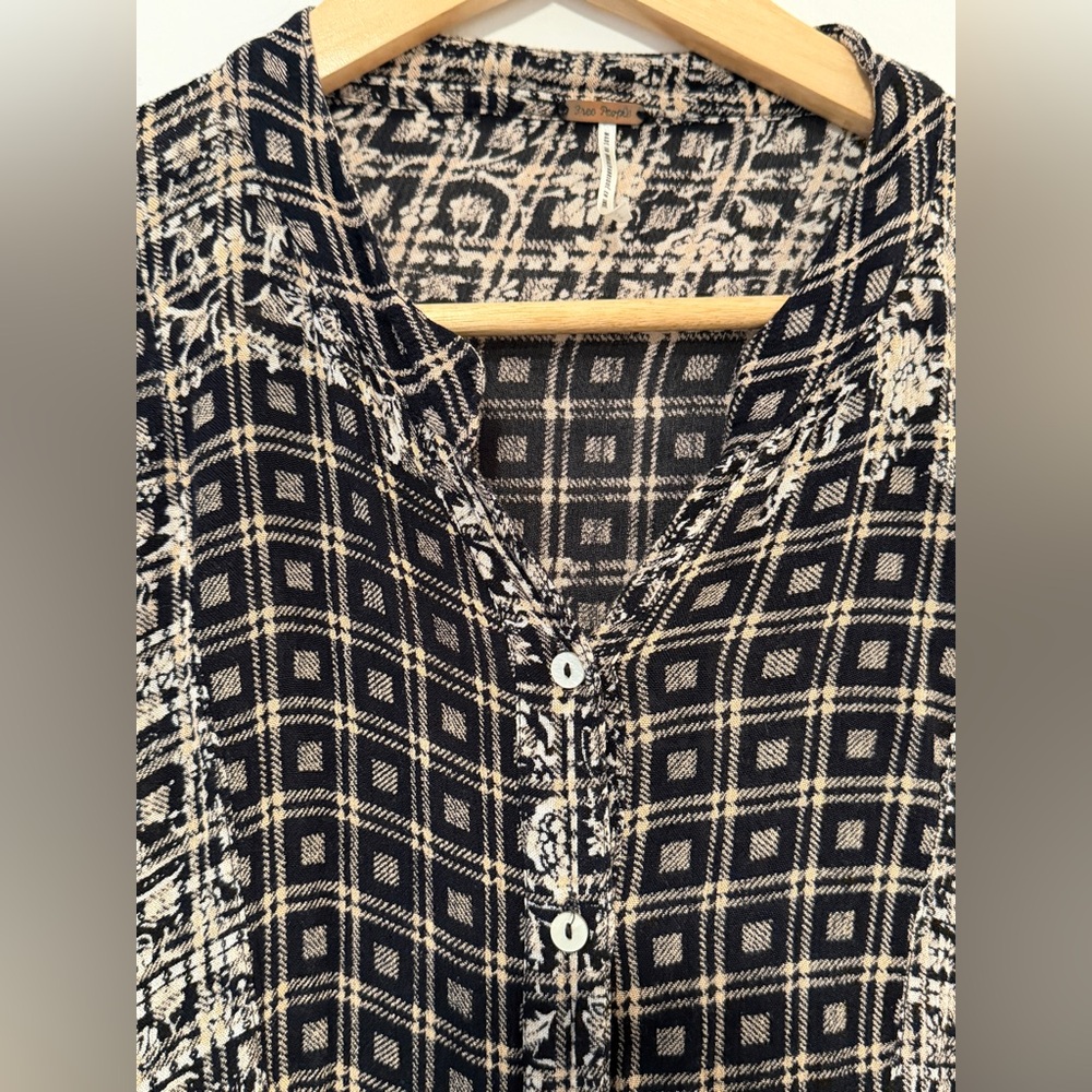 Free People Patterned Button Down Top. - image 3